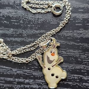 Disney Silver Tone Olaf Pendant Necklace OS